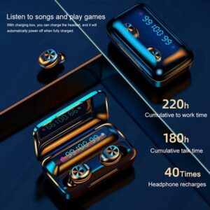 GrowToChoice in-Ear Headphone Waterproof LCD Display Stereo Power Bank Mobile Phone Wireless Earbuds