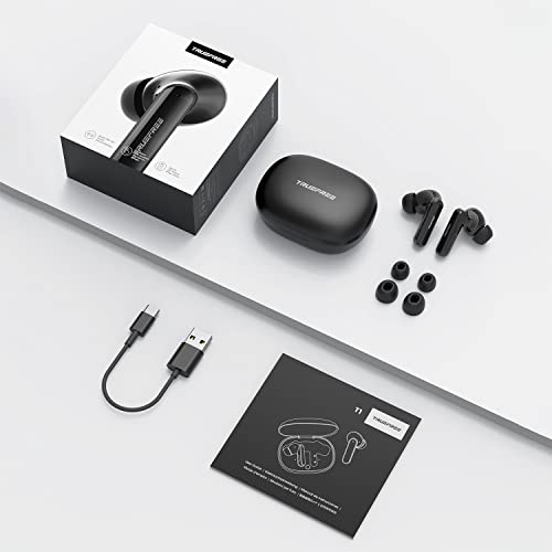 Wireless Earbuds Truefree T1 Bluetooth 5.0 Headphones in-Ear Stereo Earphones with 4 Mics AI ENC for Clear Calls, 60ms Low Latency Game Mode, Touch Control, Total 30 Hours of Playtime, Immersive Sound