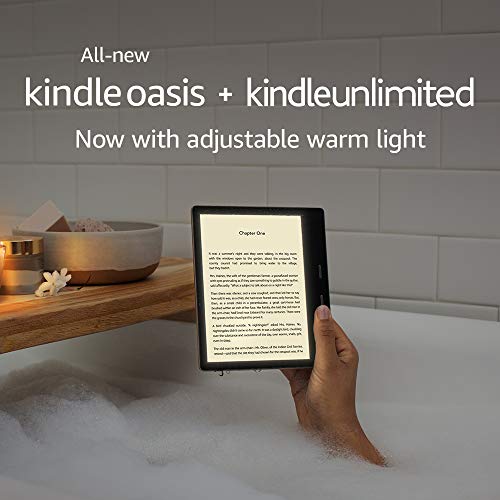 Kindle Oasis – With 7” display and page turn buttons - Wi-Fi + Free Cellular Connectivity, 32 GB, Graphite - Without Lockscreen Ads + 3 Months Free Kindle Unlimited (with auto-renewal)