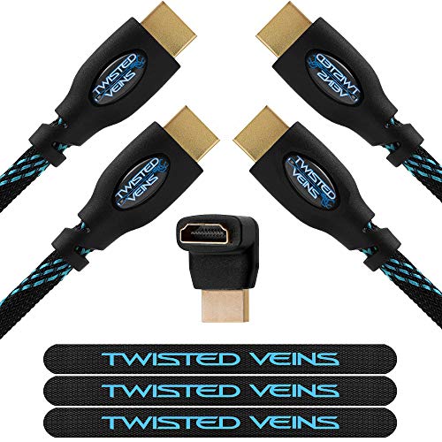 Twisted Veins HDMI Cable 25 ft, 2-Pack, Premium HDMI Cord Type High Speed with Ethernet, Supports HDMI 2.0b 4K 60hz HDR on Most Devices and May Only Support 4K 30hz on Some Devices