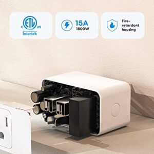 Meross Wi-Fi Smart Plug Mini, 15 Amp & Reliable Wi-Fi Connection, Alexa and Google Voice Control, App Remote Control, Timer, Occupies Only One Socket, No Hub Needed