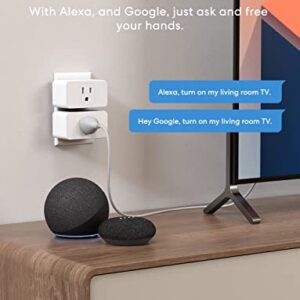 Meross Wi-Fi Smart Plug Mini, 15 Amp & Reliable Wi-Fi Connection, Alexa and Google Voice Control, App Remote Control, Timer, Occupies Only One Socket, No Hub Needed