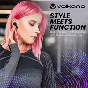 Volkano Ore Series Bluetooth Wireless Earbuds with Swivel Charging Case, Wireless Earphones Long Battery Life, Noise Cancelling Technology, Bluetooth Earbuds for Sports and Workout - (Black)