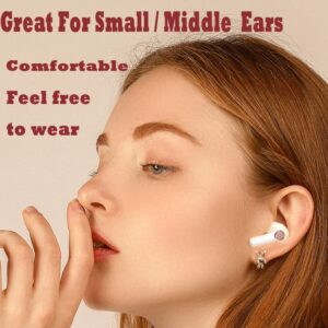 White Wireless Kids Earbuds for Small Ear Canal Ear Buds Women Kawai Cute Earbuds Small Ears Earbuds Bluetooth Workout Headphones