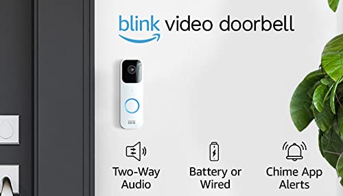 Blink Video Doorbell (White) + Mini Camera (Black) | Two-Way Audio, HD Video, Motion and Chime Alerts | Works with Alexa