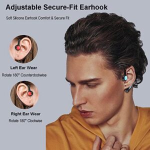 Open Ear Headphones Bluetooth Single Bone Conduction Wireless Earbuds with Earhooks Microphone Earphones Waterproof Long Battery Life Earpiece for Workout Sports Running Android iOS Non Ear Plug