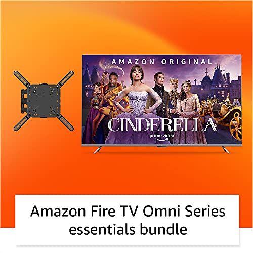 Amazon Fire TV 75" Omni Series 4K UHD smart TV bundle with Full Motion Wall Mount and Red Remote Cover