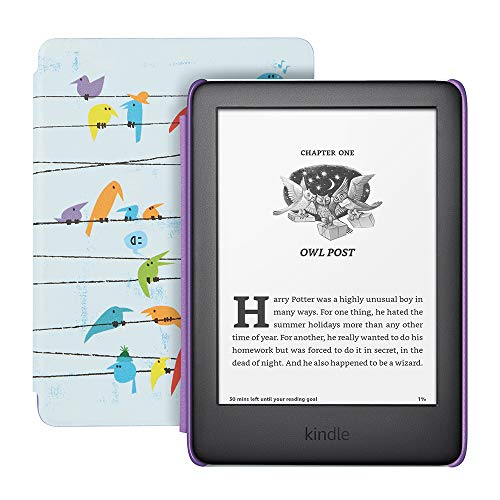 Kindle Kids (2019 release), a Kindle designed for kids, with parental controls - Rainbow Birds Cover.