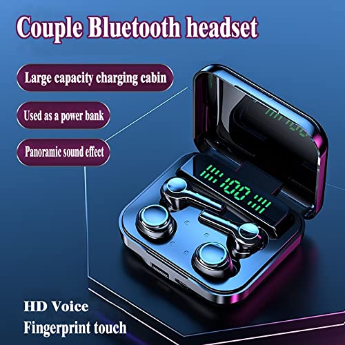 Wireless Bluetooth headset Waterproof in-ear earplug Fingerprint touch two pairs,Built-in microphone noise reduction With dual LED display Large capacity charging cabin,Compatible computer phone
