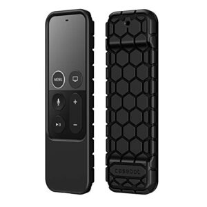 fintie protective case for apple tv 4k / hd siri remote (1st generation) – honey comb lightweight anti slip shockproof silicone cover for apple tv 4k 5th / 4th gen siri remote controller, black