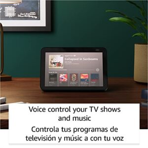 Echo Show 8 (2nd Gen, 2021 release) | International Version with US Power Adaptor | HD smart display with Alexa and 13 MP camera | Charcoal