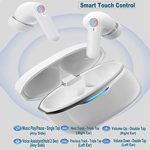 Wireless Earbuds, Bluetooth 5.2 Earbuds Touch Control in-Ear True Wireless Headphones, 24 Hrs Playtime with Charging Case, Hi-Fi Stereo headset with Built-in Mic for Headset for iPhone & Android