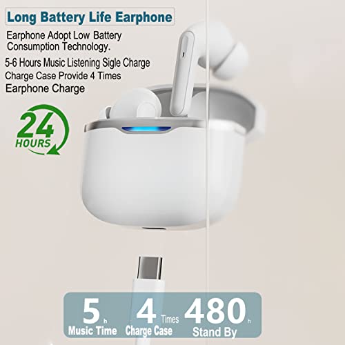 Wireless Earbuds, Bluetooth 5.2 Earbuds Touch Control in-Ear True Wireless Headphones, 24 Hrs Playtime with Charging Case, Hi-Fi Stereo headset with Built-in Mic for Headset for iPhone & Android