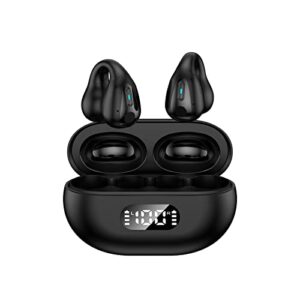 Gcxzwyb Wireless Ear Clip Bone Conduction Headphones Bluetooth Waterproof Mini Sports Running Earring Headphones Open Ear in Ear Headphones Wireless Earbuds (Black, One Size)