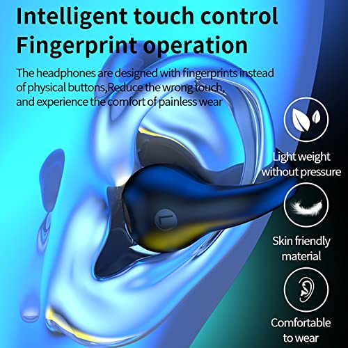 Gcxzwyb Wireless Ear Clip Bone Conduction Headphones Bluetooth Waterproof Mini Sports Running Earring Headphones Open Ear in Ear Headphones Wireless Earbuds (Black, One Size)