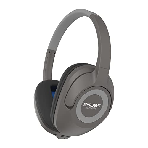 Koss BT539iK Wireless Bluetooth Over-Ear Headphones,On-Board Microphone and Touch Controls, Detachable Cord Included, Dark Grey and Black