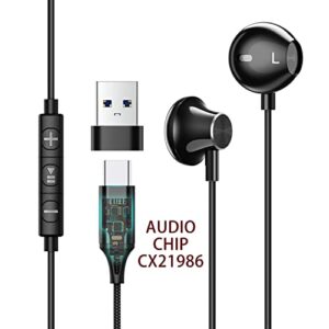 USB Type C Headphones Stereo, in Ear USB C Earbuds Headphones with Microphone & Volume Control, Compatible with Samsung Galaxy S22/S21/S20/NOTE20, iPad Pro 2021 2020,mini6th/air4th,Moto/HTC/Sony