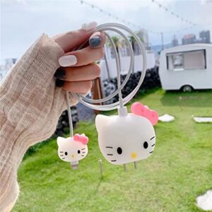 3d cute cartoon designs protective case,cute cartoon lightning cable protector cover, for iphone charger cute case compatible with apple 20w usb-c power adapter charger cable (kt cat)