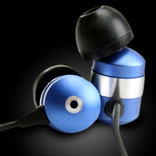 GOgroove AudiOHM HF Earbud Headphones with Mic, Deep Bass, & Comfortable Ear Gels (Blue) in-Ear Earphones Featuring Noise Isolating Design, Durable Alloy Driver Housing, Ergonomic Angled Fit