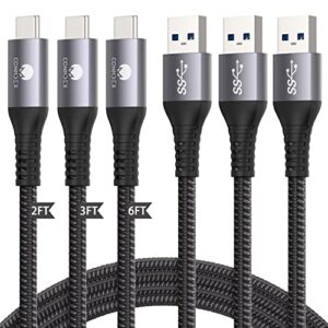 conmdex android auto usb c cable (2ft+3ft+6ft), 10gbps usb 3.1 gen 2 usb-a to usb-c cable 3a fast charging type c charger cord, braided usb c data cable compatible samsung galaxy s23, google pixel