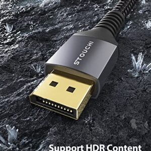 Stouchi DisplayPort Cable 1.4, 8K 6.6FT DP Cable 32.4Gbps 8K@60Hz HBR3 4K@60Hz/144Hz/120Hz 5K@60Hz 1080P@240Hz Support FreeSync G-Sync HDR10 Display Port for Gaming Monitor Graphics Card