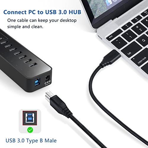 USB 3.0 Cable A Male to B Male, OKRAY 2 Pack 6 Feet Superspeed USB 3.0 Type A to B Cable Durable Nylon Braided USB A to USB B Cord for USB Hub, External Hard Drivers, Scanner, Monitor (Black Black)