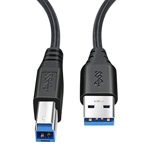 USB 3.0 Cable A Male to B Male, OKRAY 2 Pack 6 Feet Superspeed USB 3.0 Type A to B Cable Durable Nylon Braided USB A to USB B Cord for USB Hub, External Hard Drivers, Scanner, Monitor (Black Black)