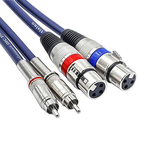 tisino Dual XLR to RCA Cable, Heavy Duty 2 XLR Female to 2 RCA Male Patch Cord HiFi Stereo Audio Connection Interconnect Lead Wire - 5 ft / 1.5m