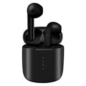 wireless earbud bluetooth 5.0 headphones with charging case, ipx8 waterproof, 3d stereo air buds in-ear ear buds built-in mic, open lid auto pairing for android/samsung/apple iphone – black