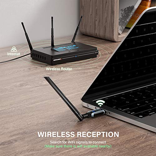 USB WiFi Adapter, XDO 1200Mbps Wireless Network Adapter USB 3.0 Dual Band 2.4GHz/5GHz 5dBi High Gain Antenna 802.11ac for PC Desktop Laptop Support Windows 11/10/8/7/Vista/XP Mac OS 10.9-10.15