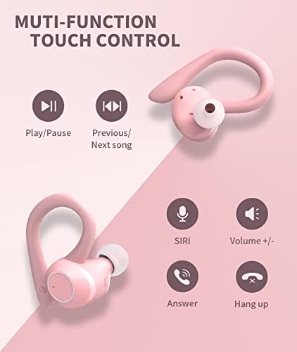 Wireless Earbuds, Bluetooth 5.1 Sport Headphones with mic, Noise Cancelling Touch Control in-Ear Bluetooth Earphones, Type-C Charging Wireless Headphones Auto Pairing, Stereo Headset for Gym