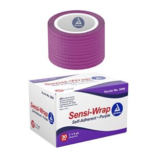 dynarex 3296 sensi-wrap self-adherent bandage roll, purple, 1″ x 5 yds size, 180″ length, 1″ width, pack of 30
