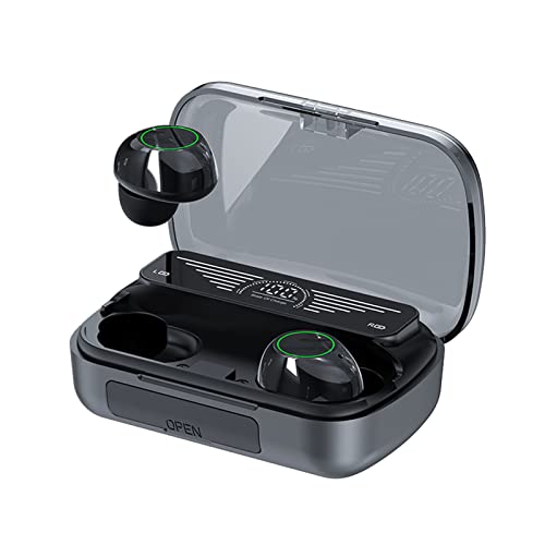 BANAAO Wireless Bluetooth Digital Display Touch-Control Earbuds -Mini in Ear Light-Weight Built-in Mic Stereo Noise Cancellation Earphones with Charging Case for Office Outdoor Sport