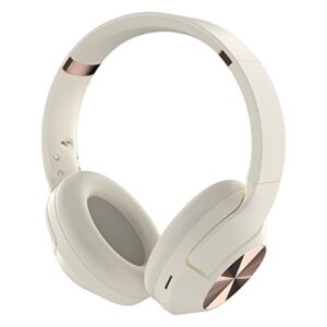 mucro over-ear headphones, bluetooth headphones wired and wireless with 3.5mm aux jack, foldable soft cushion earcups stereo sound for travel/office, multipoint connection for cell phone/pc (white)