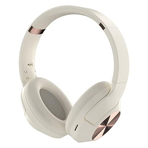 mucro Over-Ear Headphones, Bluetooth Headphones Wired and Wireless with 3.5mm AUX Jack, Foldable Soft Cushion Earcups Stereo Sound for Travel/Office, Multipoint Connection for Cell Phone/PC (White)