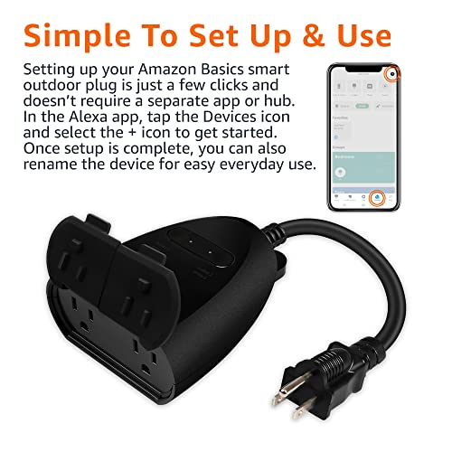 Amazon Basics Outdoor Smart Plug, Amazon Basics Smart Plug Power Strip, and Echo Dot (3rd Gen) Bundle | Automate Indoor and Outdoor Holiday Lighting