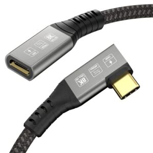 YIWENTEC USB4 8K 0.5M Cable Thunderbolt 4 USB 4 Type-c Male Angle to Female Extension Cable Ultra HD 8K@60Hz 100W Charging 40Gbps Data Transfer Compatible with External SSD eGPU USB-C Docking