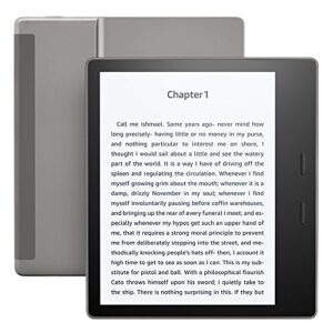 Kindle Oasis E-reader (Previous Generation - 9th) - Graphite, 7" High-Resolution Display (300 ppi), Waterproof, Built-In Audible, 32 GB, Wi-Fi + Free Cellular Connectivity (Closeout)