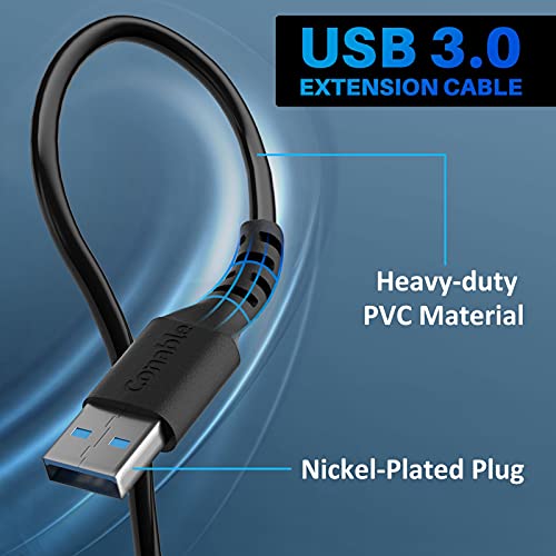 USB 3.0 Extension Cable 4 Feet (3 Pack), USB A Male to Female Cable (from 2ft to 100ft for Selection), 5Gbps Data Transfer Extender Cord for Printer, Keyboard, Mouse, Flash Drive, Hard Drive-4FT/3PK