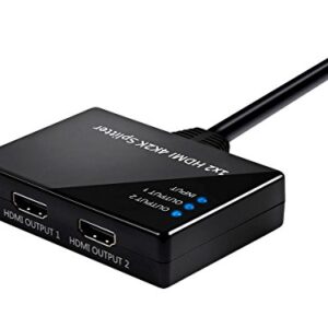 Monoprice Blackbird 4K 1x2 HDMI 2.0 Splitter | Pigtail, HDCP 2.2, 4K@60Hz, Gold Plated Connectors, HDMI Bus Powered (Compatible with PS4/5 Xbox Apple TV Fire Stick Roku Blu-Ray Player)