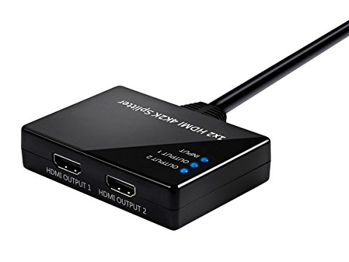 Monoprice Blackbird 4K 1x2 HDMI 2.0 Splitter | Pigtail, HDCP 2.2, 4K@60Hz, Gold Plated Connectors, HDMI Bus Powered (Compatible with PS4/5 Xbox Apple TV Fire Stick Roku Blu-Ray Player)