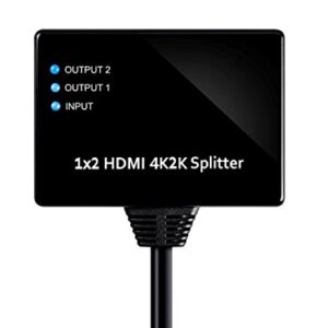 Monoprice Blackbird 4K 1x2 HDMI 2.0 Splitter | Pigtail, HDCP 2.2, 4K@60Hz, Gold Plated Connectors, HDMI Bus Powered (Compatible with PS4/5 Xbox Apple TV Fire Stick Roku Blu-Ray Player)