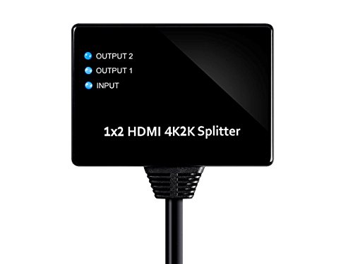 Monoprice Blackbird 4K 1x2 HDMI 2.0 Splitter | Pigtail, HDCP 2.2, 4K@60Hz, Gold Plated Connectors, HDMI Bus Powered (Compatible with PS4/5 Xbox Apple TV Fire Stick Roku Blu-Ray Player)