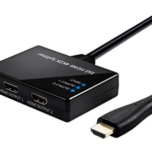 Monoprice Blackbird 4K 1x2 HDMI 2.0 Splitter | Pigtail, HDCP 2.2, 4K@60Hz, Gold Plated Connectors, HDMI Bus Powered (Compatible with PS4/5 Xbox Apple TV Fire Stick Roku Blu-Ray Player)