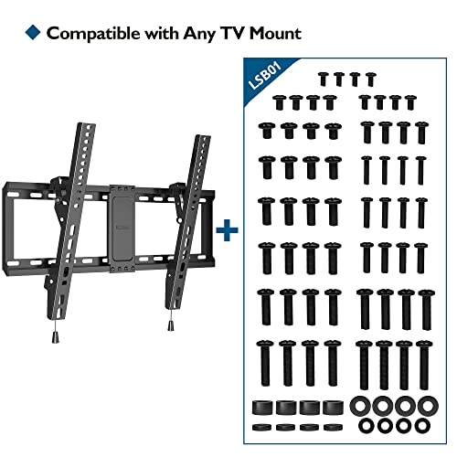 BONTEC Universal TV Mounting Hardware Kit Compatible with Most TVs Up to 80 inch, Includes M4, M5, M6, & M8 TV Screws, Washers & Spacers, Works with Any TV Wall Bracket, Monitor & TV Stand(Black)