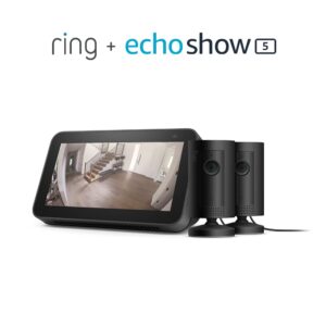 ring indoor cam 2pk (black) bundle with echo show 5 (2nd gen)