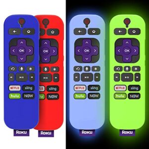 (4-Pack) for 3600R TCL Roku TV Stick Remote Case Cover,TOLUOHU for TCL Roku Remote Control,Cover Roku Express Skin Sleeve Silicone Shockproof with Lanyard-for RCAL7R/3921/3800/3810-Roku Remote Cover