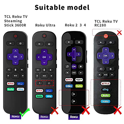 (4-Pack) for 3600R TCL Roku TV Stick Remote Case Cover,TOLUOHU for TCL Roku Remote Control,Cover Roku Express Skin Sleeve Silicone Shockproof with Lanyard-for RCAL7R/3921/3800/3810-Roku Remote Cover