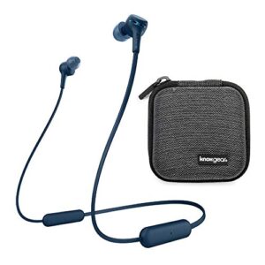 sony wi-xb400 extra bass wireless in-ear headphones (blue) with knox gear hardshell earphone case bundle (2 items)