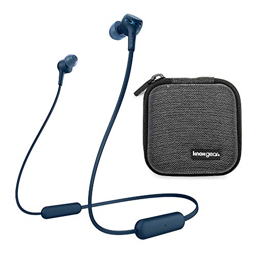 Sony WI-XB400 Extra Bass Wireless in-Ear Headphones (Blue) with Knox Gear Hardshell Earphone Case Bundle (2 Items)